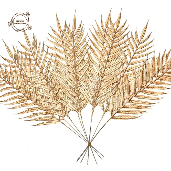 Feuilles de palmier artificielles dorées brillantes, décor Tropical réaliste, parfait pour mariage, 