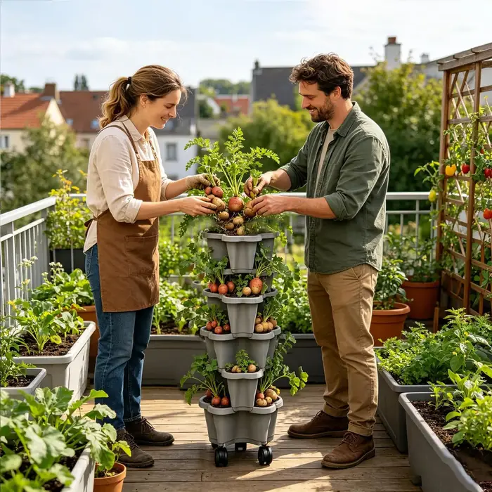 Nouveau pot de fleurs vertical empilable