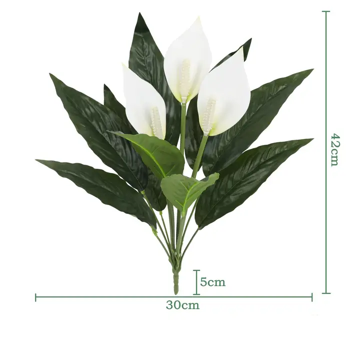 Yannew 4 pièces fleurs artificielles Spathiphyllum pour l'extérieur plantes en soie résistantes aux