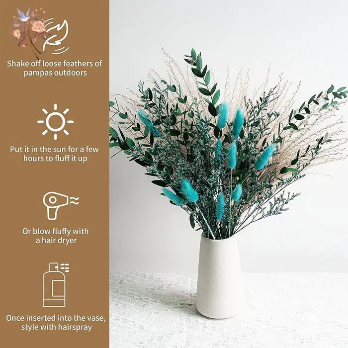 Bouquet de fleurs séchées naturelles bleues