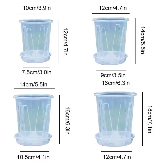 Nouveau pot de fleurs transparent en PP pour orchidées