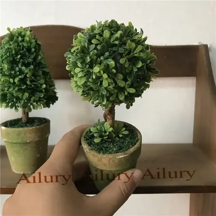 Bonsaï artificiel de 15 cm de haut, plante verte simulée en pot, petit arbre, décoration de bureau, séparateur de fenêtre, idée cadeau de Noël
