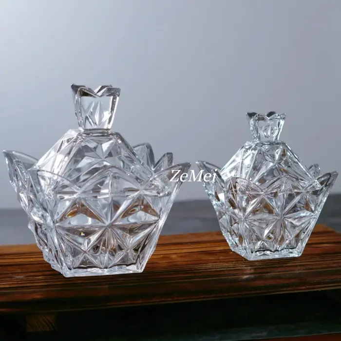 Pot à bonbons en verre de style européen en forme de diamant