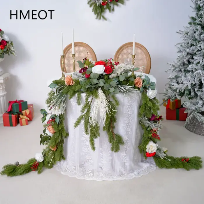 H866220 série de noël pin Needel vigne Table guirlande de fleurs Arrangement Floral de mariage accessoires de tir fournitures de fête d'événement