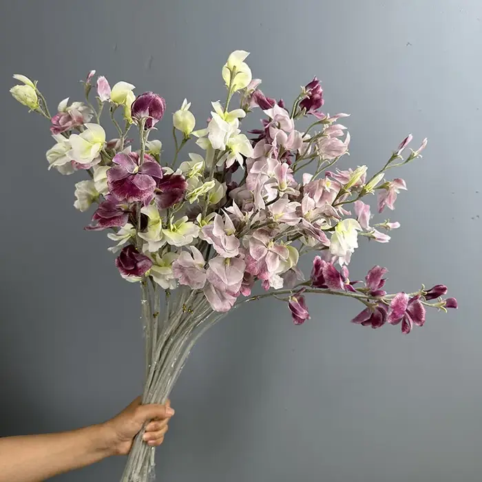 10 pièces de fausses fleurs de pois parfumées à toucher réel