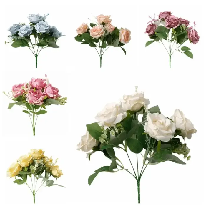 Fleurs artificielles réalistes à 5 têtes