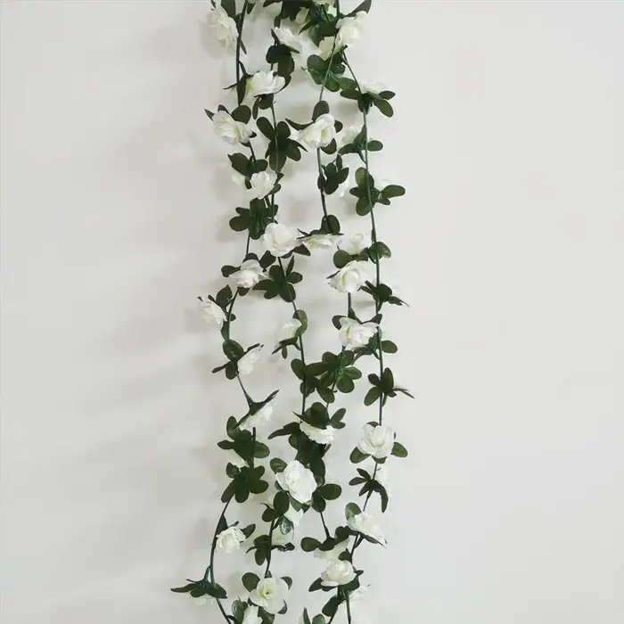 Nouvelle fleur artificielle rotin décoration rose soie guirlande