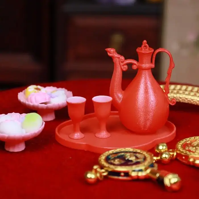 1 ensemble de 6 mini-pots de style antique chinois pour maison de poupée, pot de paon réaliste pour la décoration de scènes de maison de poupée classiques