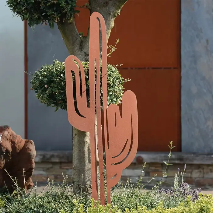 Piquet de jardin de Cactus en métal imperméable rustique, décor extérieur moderne, Art en fer Durabl