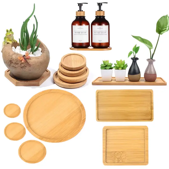 Plateau Pots de fleurs en bois de bambou