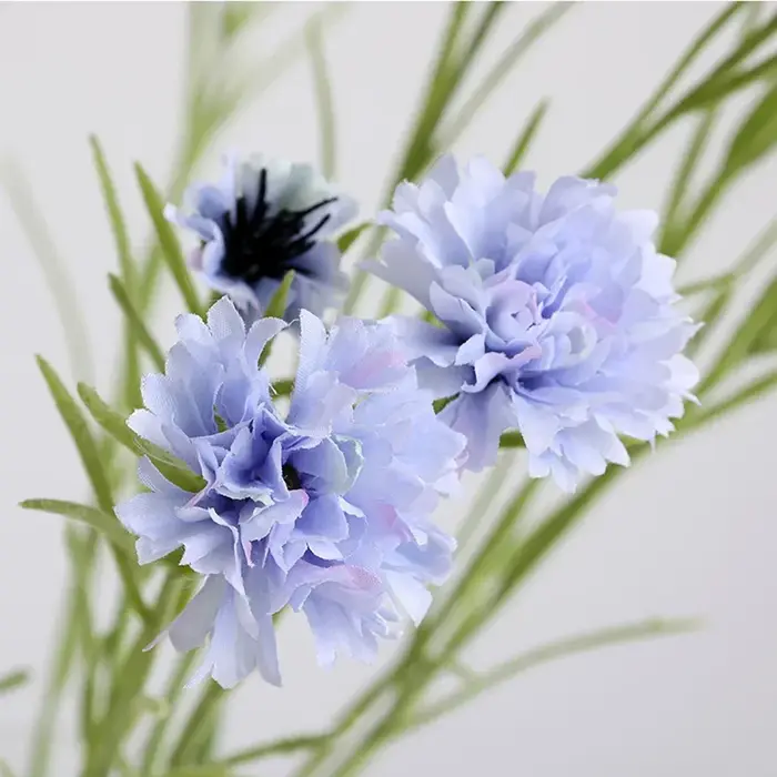 Nordique bleu 3 têtes longue branche étoilé bleuet soie fleurs artificielles maison mariage décoration Flore