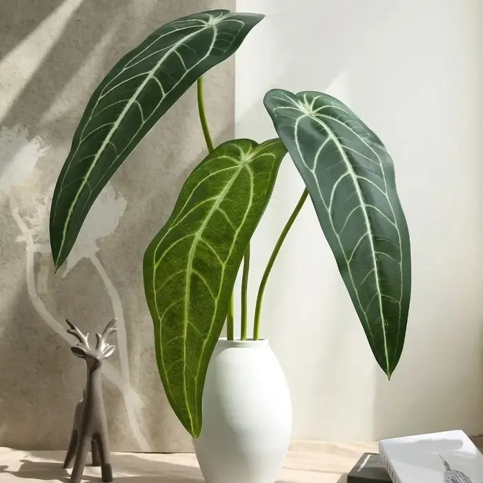 Feuilles artificielles en plastique de calla, plantes vertes, feuilles de fougère réaliste, feuilles de bananier non-décolorantes, décoration intérieure