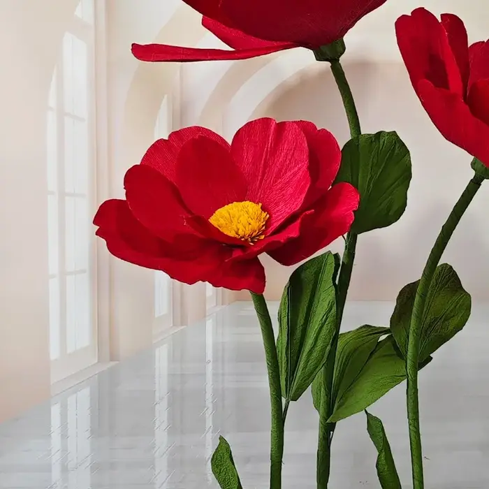Fleurs artificielles camélia rouge 190cm
