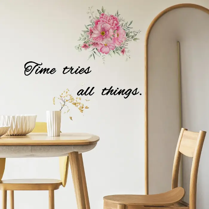 Autocollant mural avec citations inspirantes de fleurs