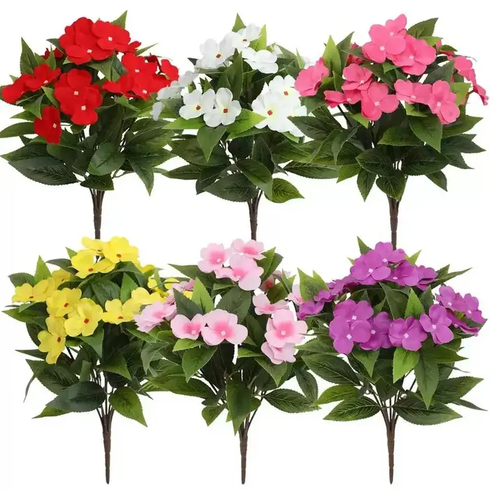 Fleurs artificielles d'impatiens résistantes aux UV