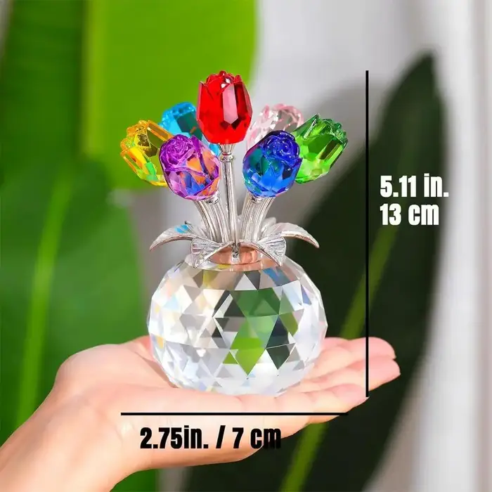 Rose en cristal avec vase