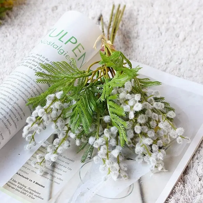 Fausses fleurs Mimosa d'acacia artificielles de 14.96 pouces
