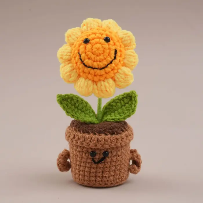 Pot de fleurs au crochet mignon