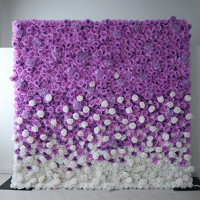Rideau en tissu enroulable 5D Rose Hortensia Violet Lavande, Mur de fleurs, Décor de toile de fond de mariage, Mur végétal Milan Turf, Accessoires de fête