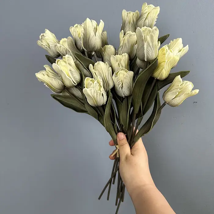 6 pièces de tulipes artificielles roses Morandi pour mariage
