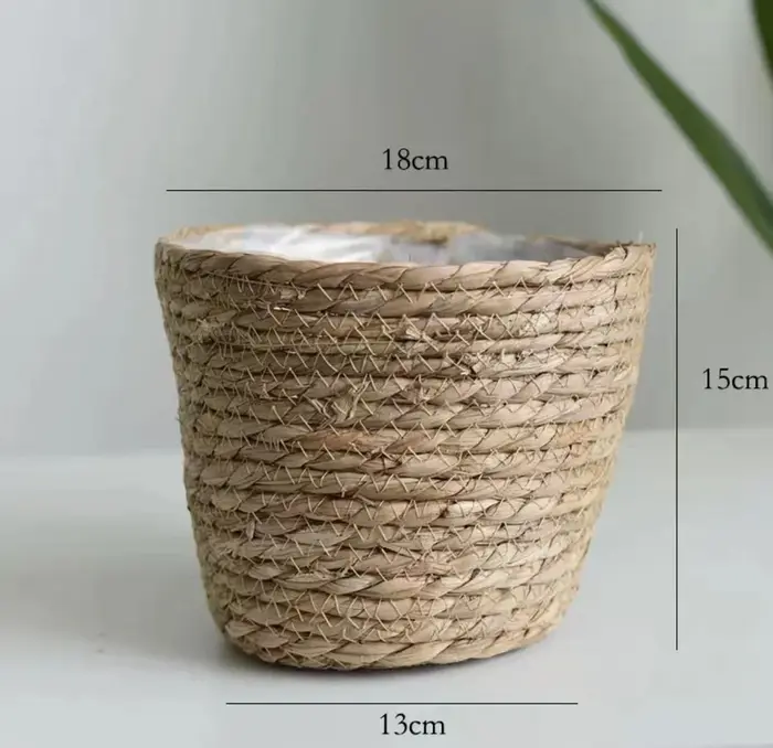 Panier de jardinière en osier naturel, Pot de fleur en paille de rotin pour décoration de jardin de