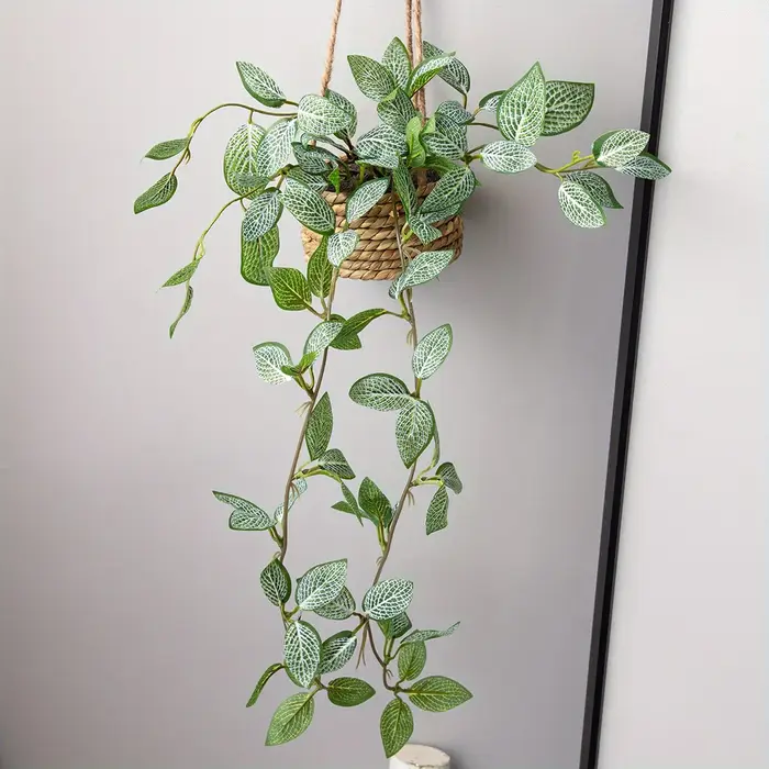 XIYA fleur artificielle suspendue herbe plante en pot Zebrina Peperomia Fittonia