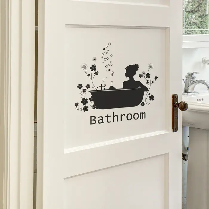 Autocollants muraux à motif de baignoire à fleurs