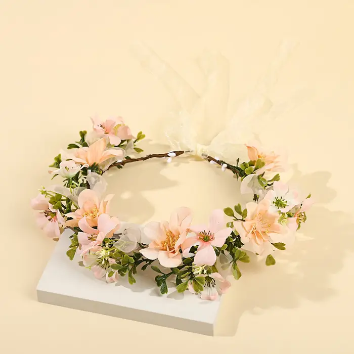 Couronne de fleurs faite à la main pour femmes, couronne florale artificielle simulée, couronne de f