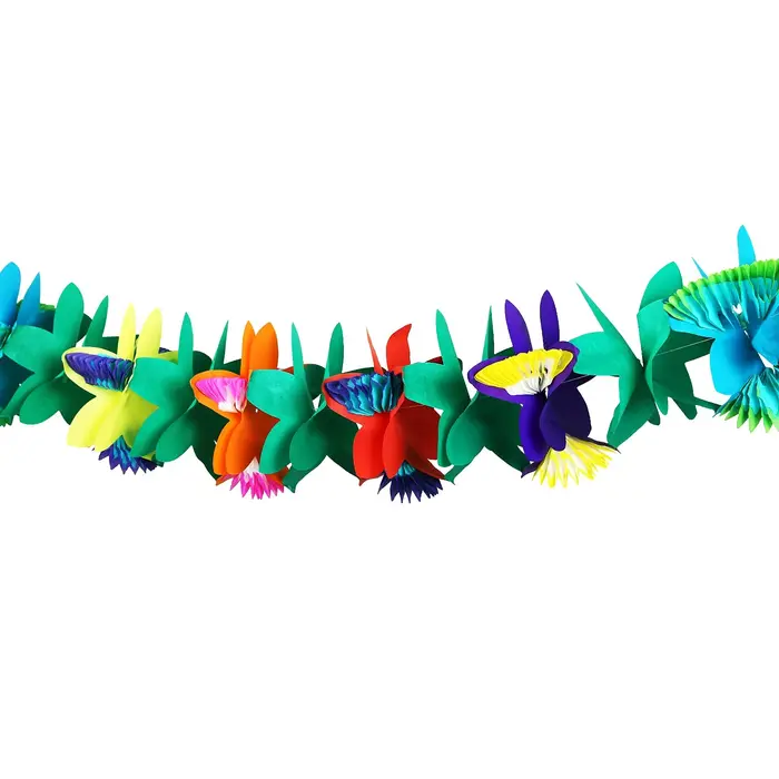 Lot de 4 guirlandes de fleurs en papier tropicales de 3 m – Décorations de fête Luau
