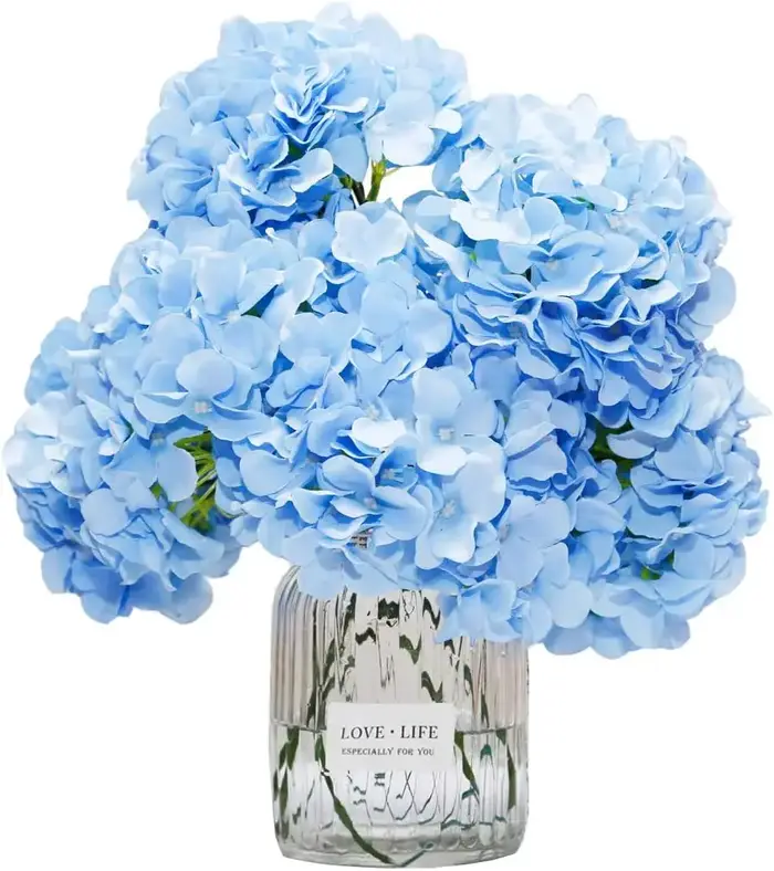 Lot de 6 têtes de fleurs d'hortensia en soie de 8.7 pouces