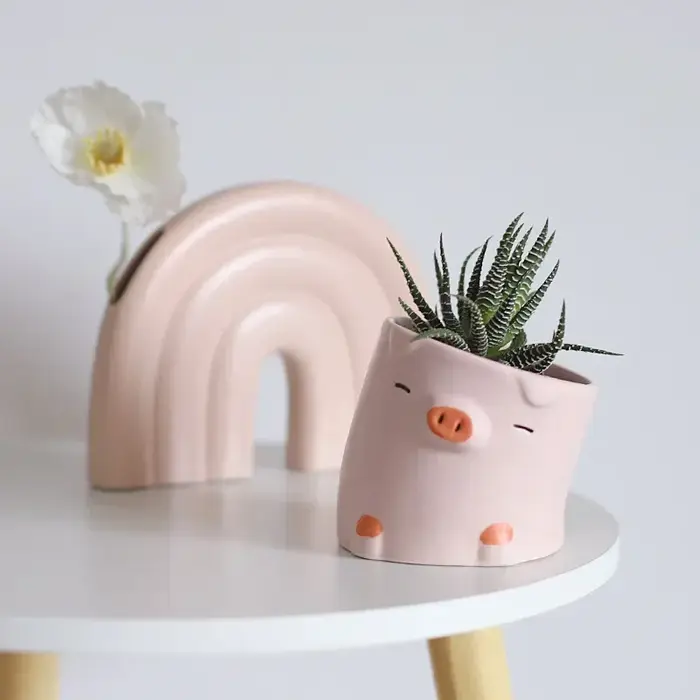 Plantes succulentes d'animaux de dessin animé, petits pots de fleurs, bureau mignon, décor à la maison personnalisé, ornements célèbres et artistiques