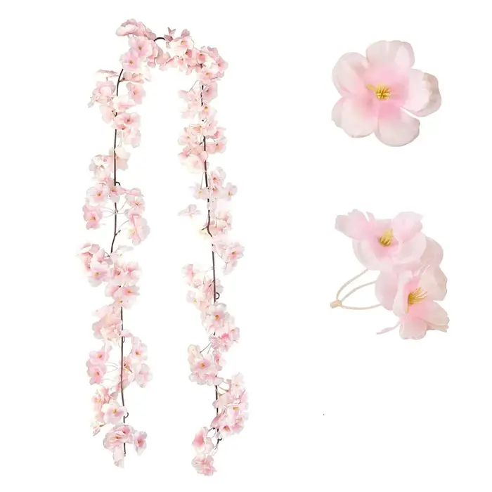 Vignes de fleurs de cerisier en soie simulée, décoration de jardin de maison extérieure de printemps
