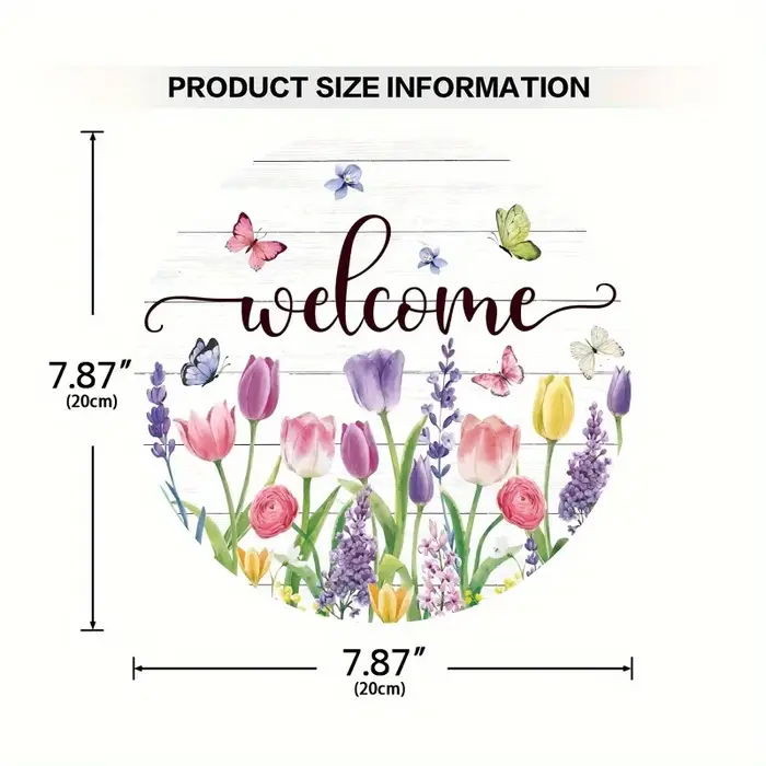 1 pièce, Panneau de bienvenue floral d'été en bois à suspendre