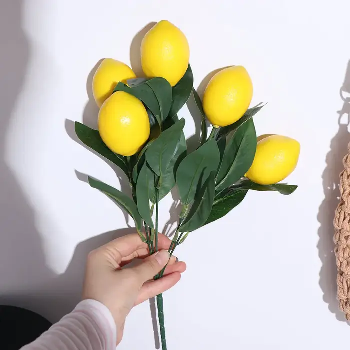 Accessoires de photographie, branches de citron artificielles faites à la main, simulation de citron en mousse DIY, plantes artificielles élégantes et réalistes, décoration de vase