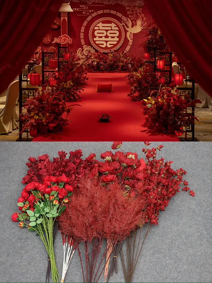 Rose artificielle rouge bordeaux pour mariage