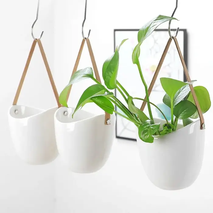 Pot de fleurs mural portable blanc