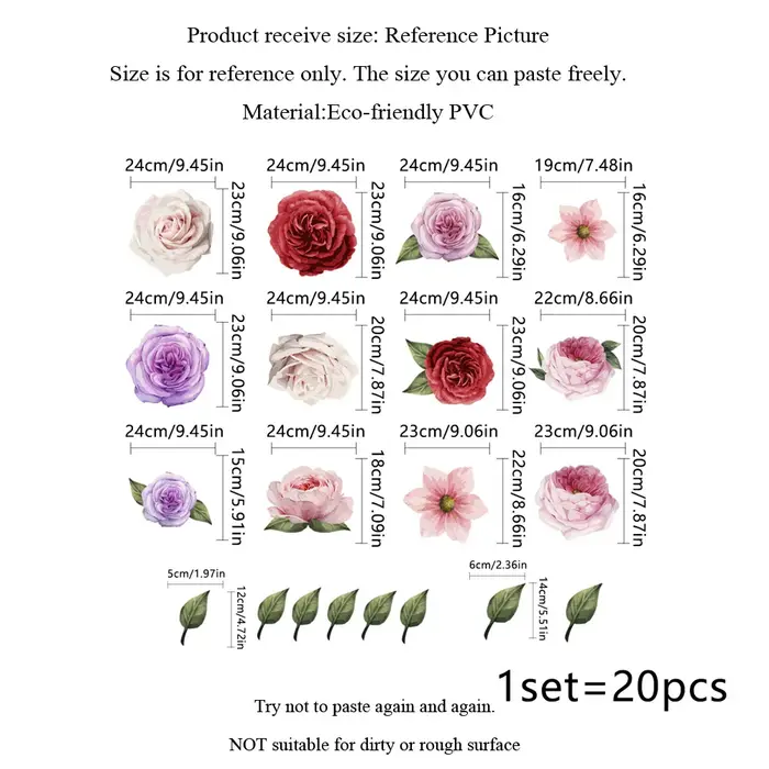 Grands fleurs multicolores Stickers muraux salon chambre fond décor Mural fleur décoration de la maison autocollants auto-adhésifs