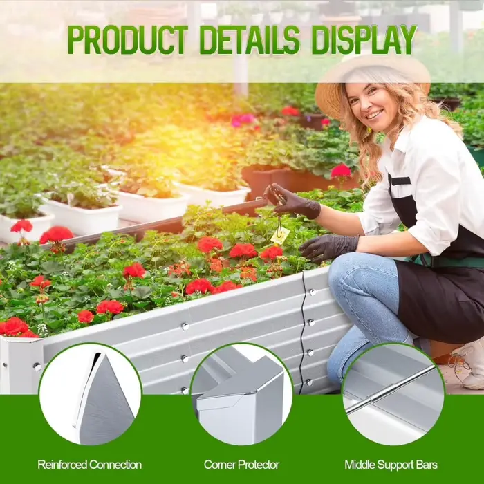 Kit de jardinière en acier galvanisé 4x2x1 pieds