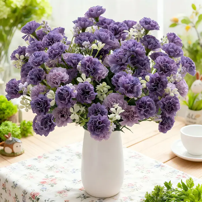 5 fourchettes 15 têtes de fleurs artificielles