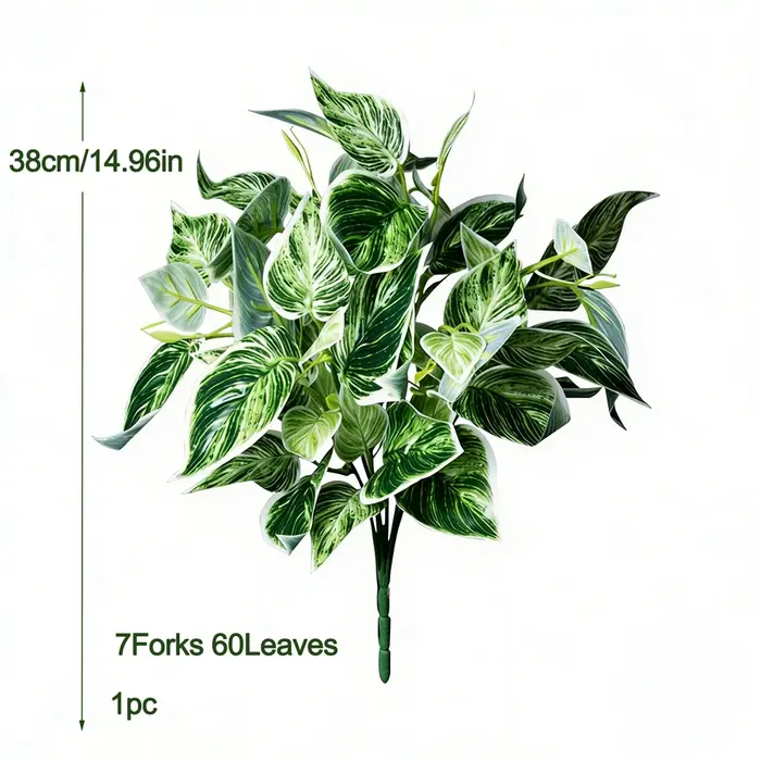 Bouquet de plantes artificielles Scindapsus de 38 cm, fausses feuilles d'eucalyptus, fausses feuille