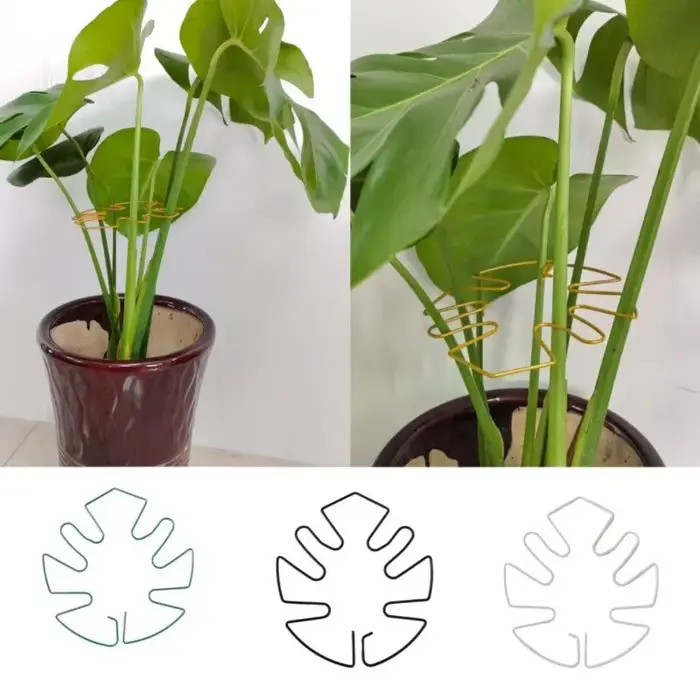 Support de plante en métal en forme de feuille de Monstera
