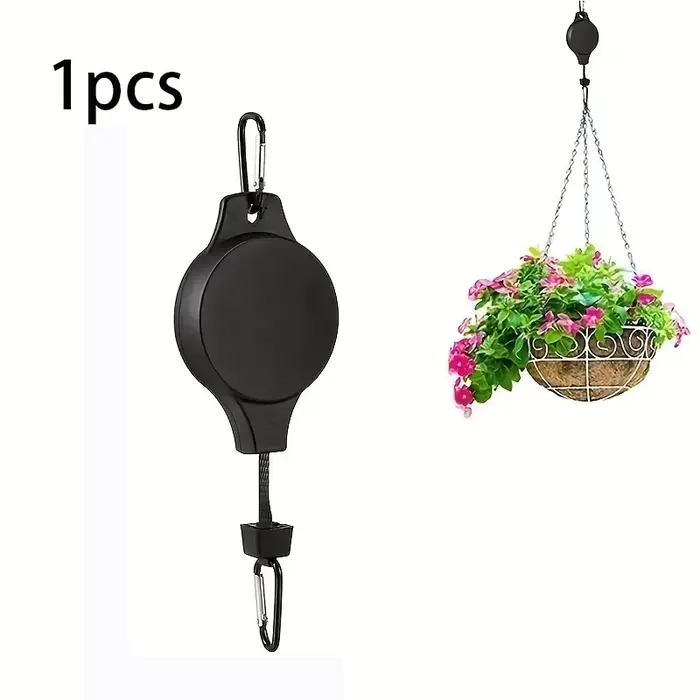 Crochet pour plantes, cintre rétractable à poulie