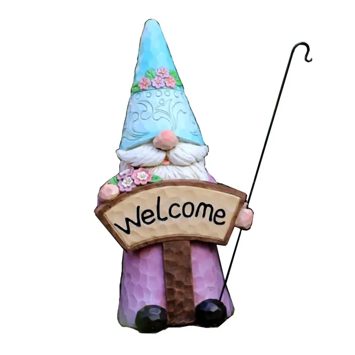 Statue de jardin Gandalf avec panneau de bienvenue, décor de balcon extérieur, Figurine de Gnome fan