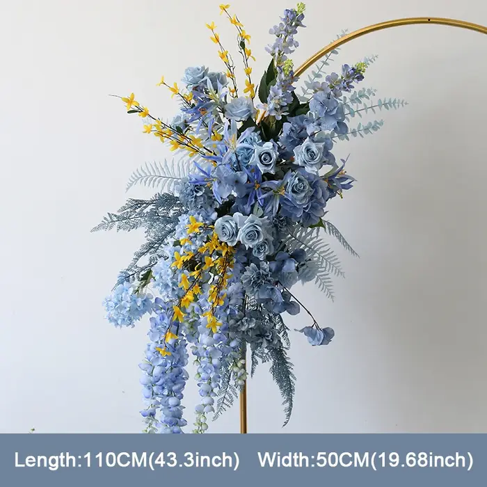 Série Bleue Composition florale artificielle suspendue pour décoration d'arche de mariage