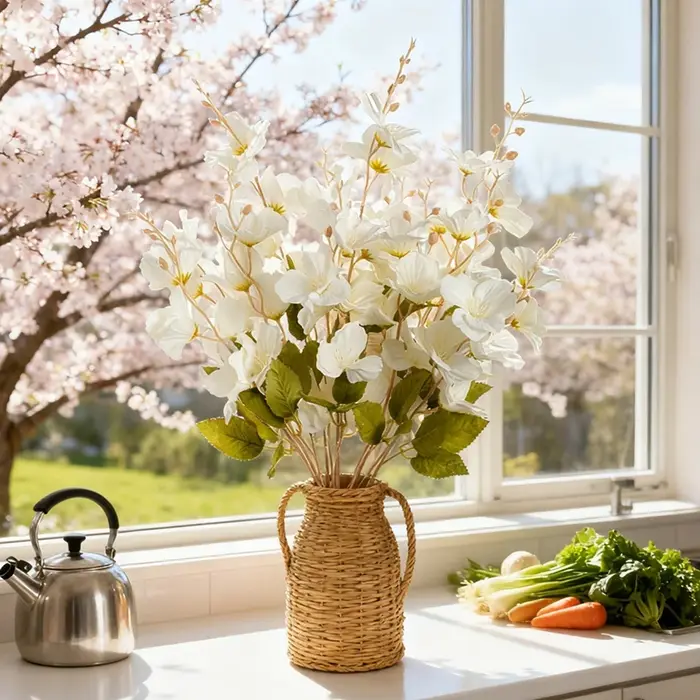 Fleurs artificielles Soie Magnolia Cour Extérieure Mariage Bouquet De Mariée Vase Maison Chambre Décor De Table Festival Joli Arrangement