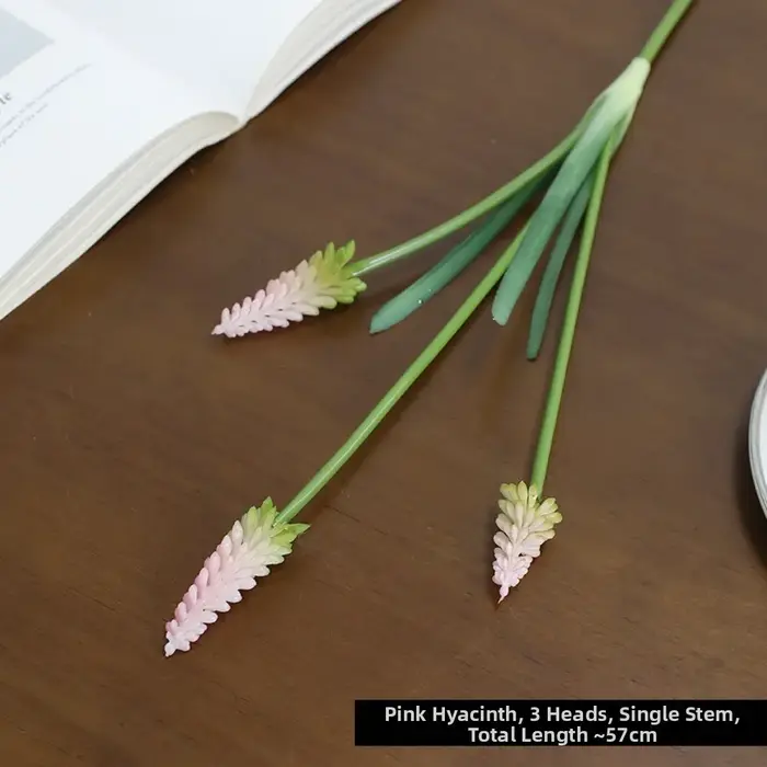 Hyacinthes artificiels réalistes avec feuilles, fleurs artificielles de type hyacinthe, bouquet d'hy