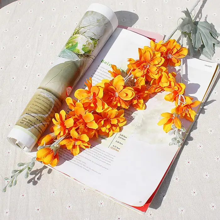 Branche de fleur artificielle Delphinium de 86 cm pour arrangement floral de mariage DIY