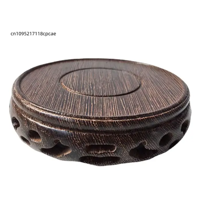 Support de Présentation Rond en Bois Sculpté Élégant pour Plantes Bonsaï et Théières – Base Décorative Creuse pour la Maison et le Salon