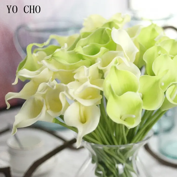 Fleur artificielle YO CHO pour la décoration de la maison, lys calla en latex, mariage, bouquet de mariée, Saint-Valentin, fournitures de fête, cadeau
