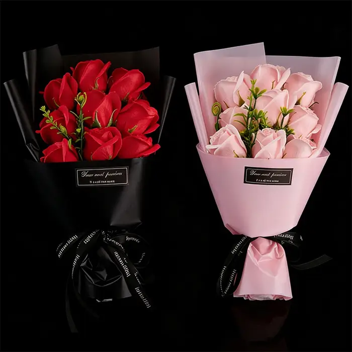 Bouquet de roses artificielles en soie